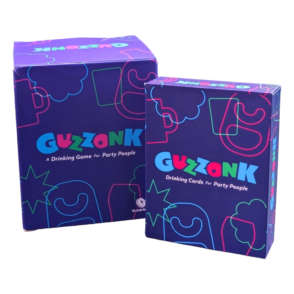 The new Guzzonk™ Party Game from GuzzleTech™ the party game company.